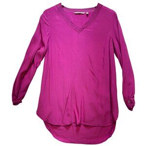 Soft Surroundings Womens Alita Top Tunic Blouse Long Sleeve Size XS Magenta Pink